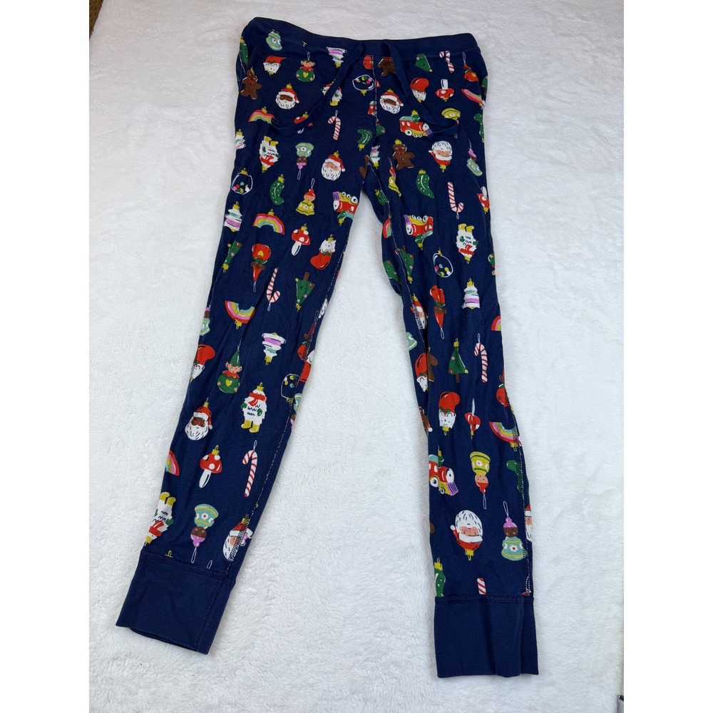 Hanna Andersson Womens L Christmas Ornaments Organic Cotton Pajama Set Navy - Picture 2 of 8